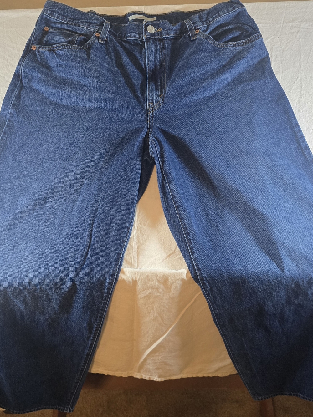 Levi’s Baggy Dad Women's Jeans Blue Rigid Denim Wide Straight Leg Size 32